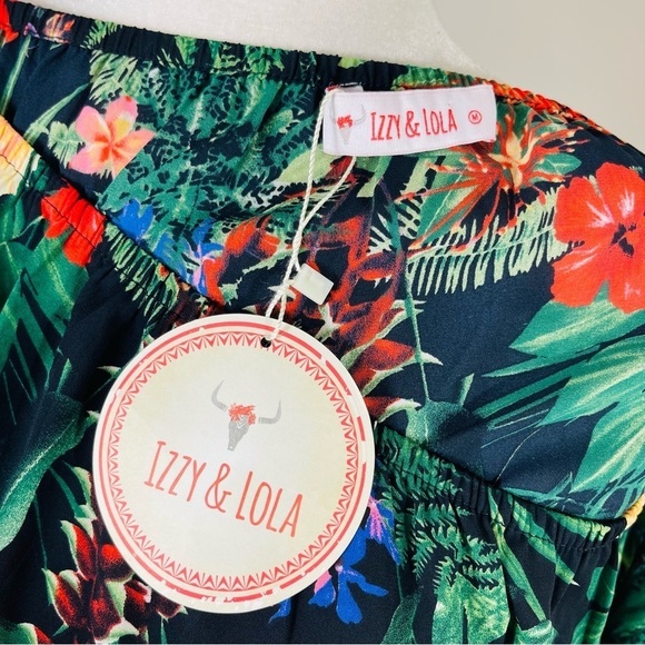 IZZY & LOLA Tropical Floral Print Off-The-Shoulder Top - MEDIUM - Picture 6 of 7